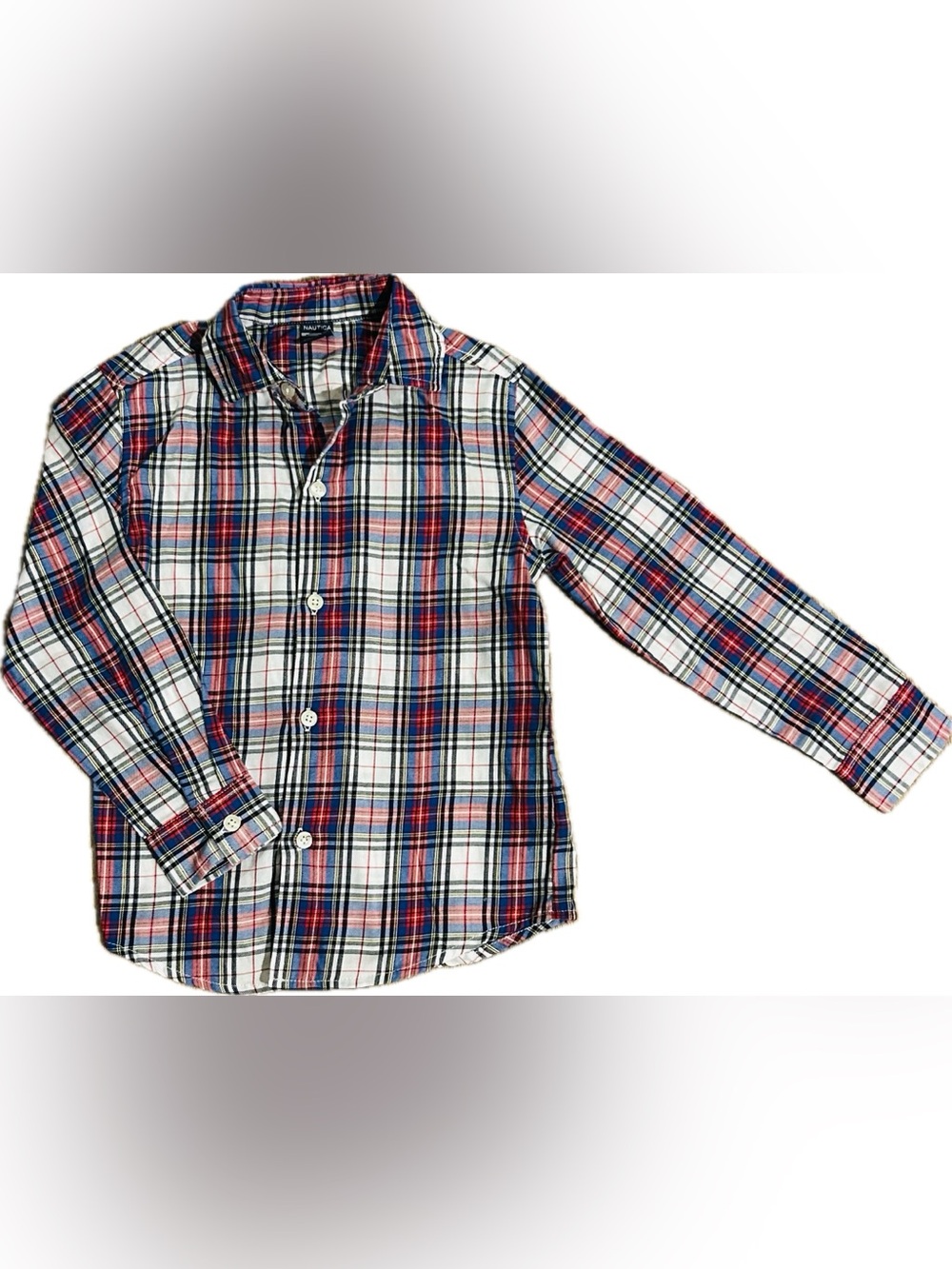 Nautica kids' long-sleeve plaid button-down woven shirt boys medium 5/6